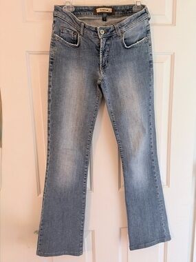 bebe Light Blue Flare Jeans - Washed Denim
